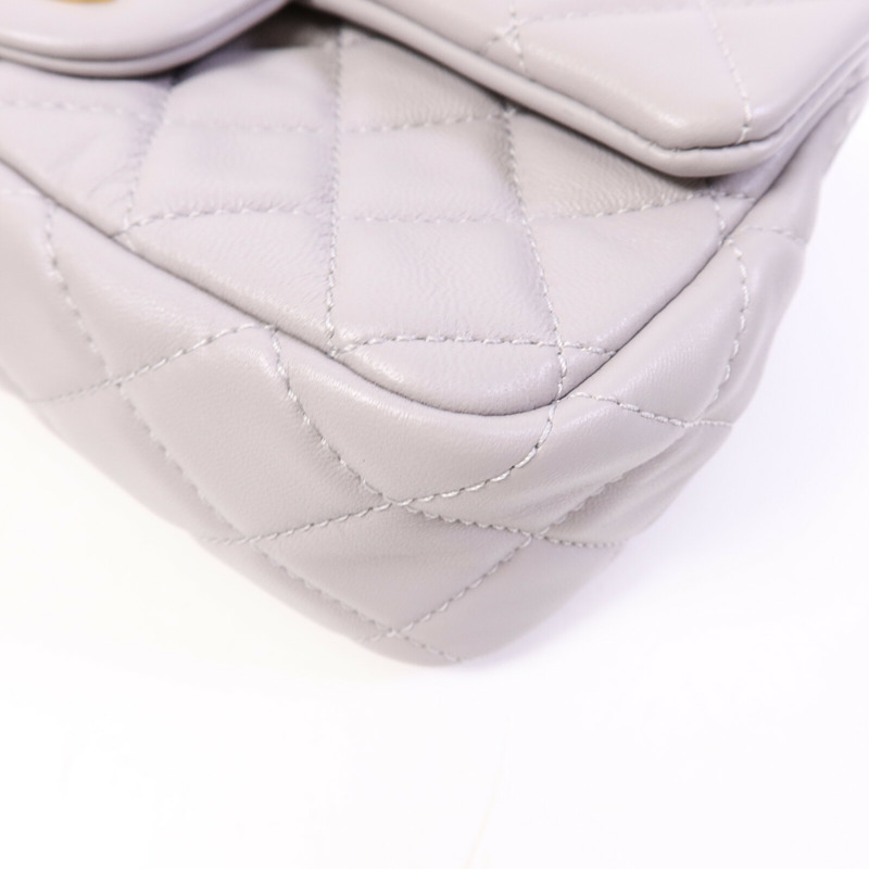 CHANEL 羊皮皮革Classic Flap 20 Golden Ball鏈帶手挽肩背兩用袋-10