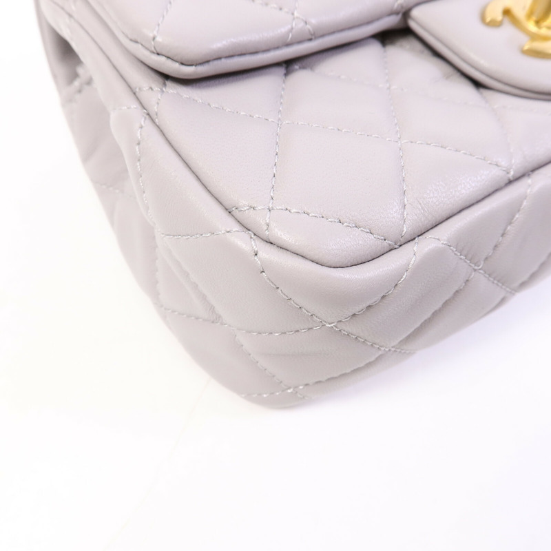 CHANEL 羊皮皮革Classic Flap 20 Golden Ball鏈帶手挽肩背兩用袋-11