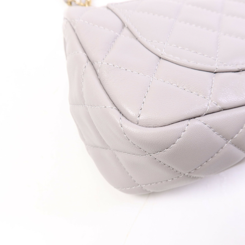 CHANEL 羊皮皮革Classic Flap 20 Golden Ball鏈帶手挽肩背兩用袋-13
