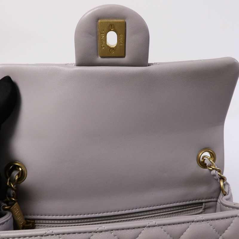 CHANEL 羊皮皮革Classic Flap 20 Golden Ball鏈帶手挽肩背兩用袋-15