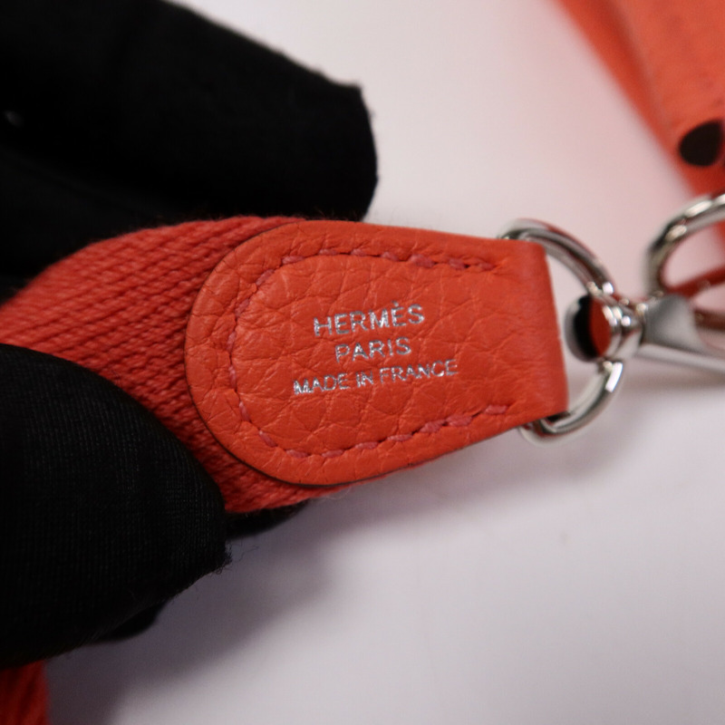 HERMES Clemence皮革Evelyne TPM肩背袋Rose Texas-5