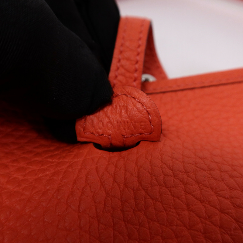 HERMES Clemence皮革Evelyne TPM肩背袋Rose Texas-7