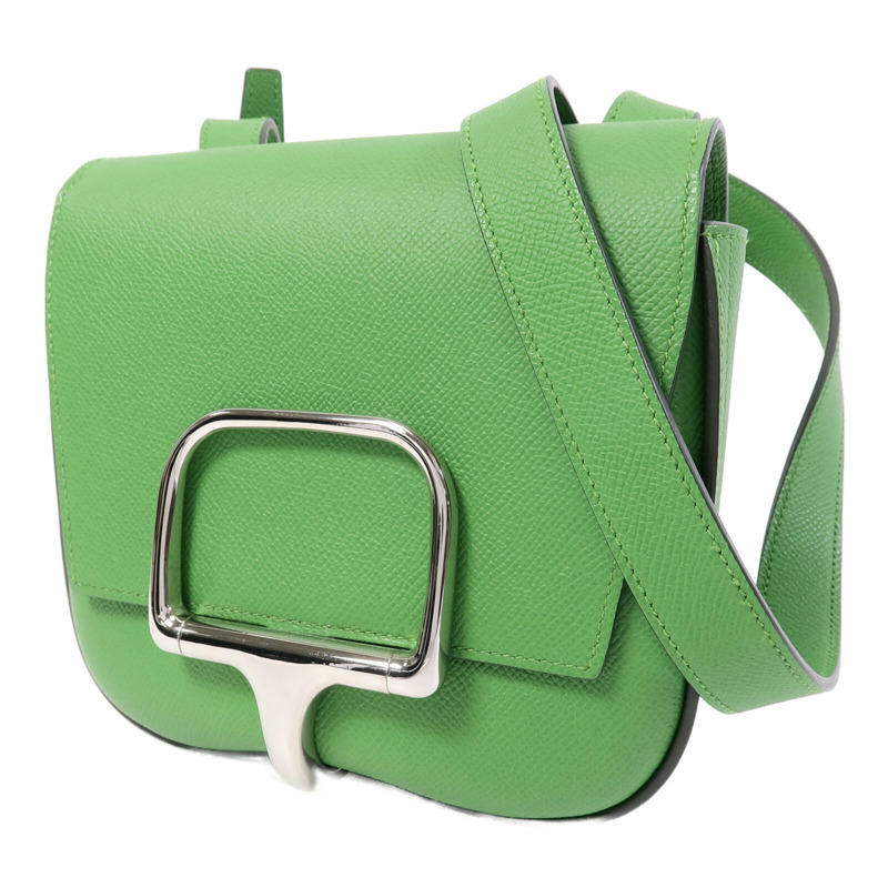 HERMES Epsom皮革Della Cavalleria Mini肩背袋Vert Yucca-2