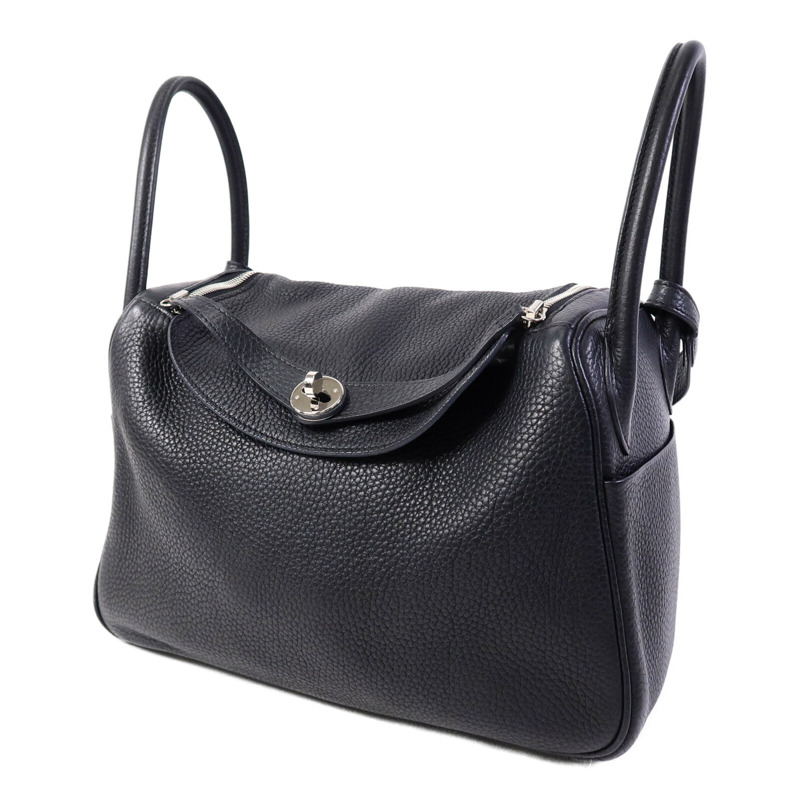 HERMES Clemence皮革Lindy 30手挽肩背兩用袋Noir-2