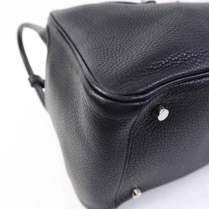 HERMES Clemence皮革Lindy 30手挽肩背兩用袋Noir-11