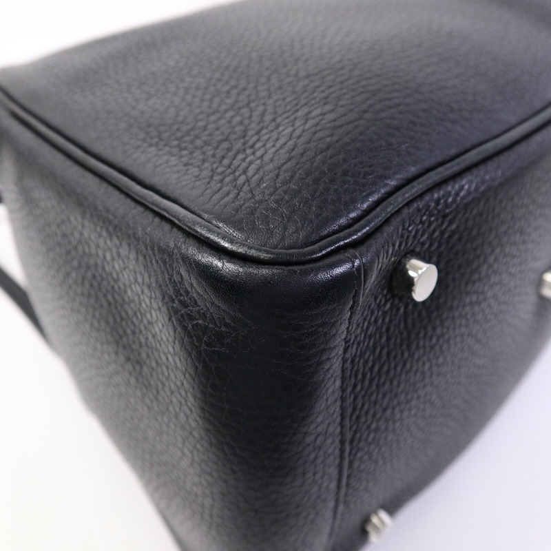 HERMES Clemence皮革Lindy 30手挽肩背兩用袋Noir-13