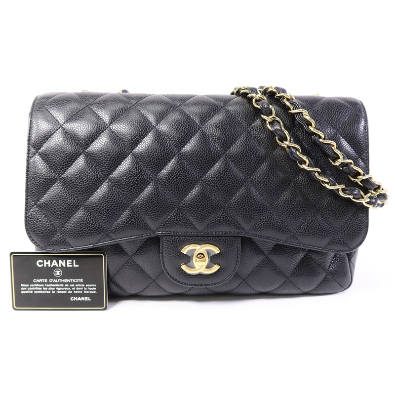 CHANEL 牛皮皮革Large Classic鏈帶肩背袋-9