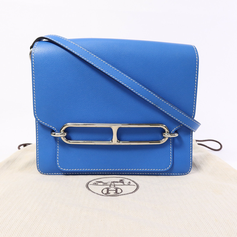 HERMES Evercolor皮革Roulis 23肩背袋Bleu Hydra-9