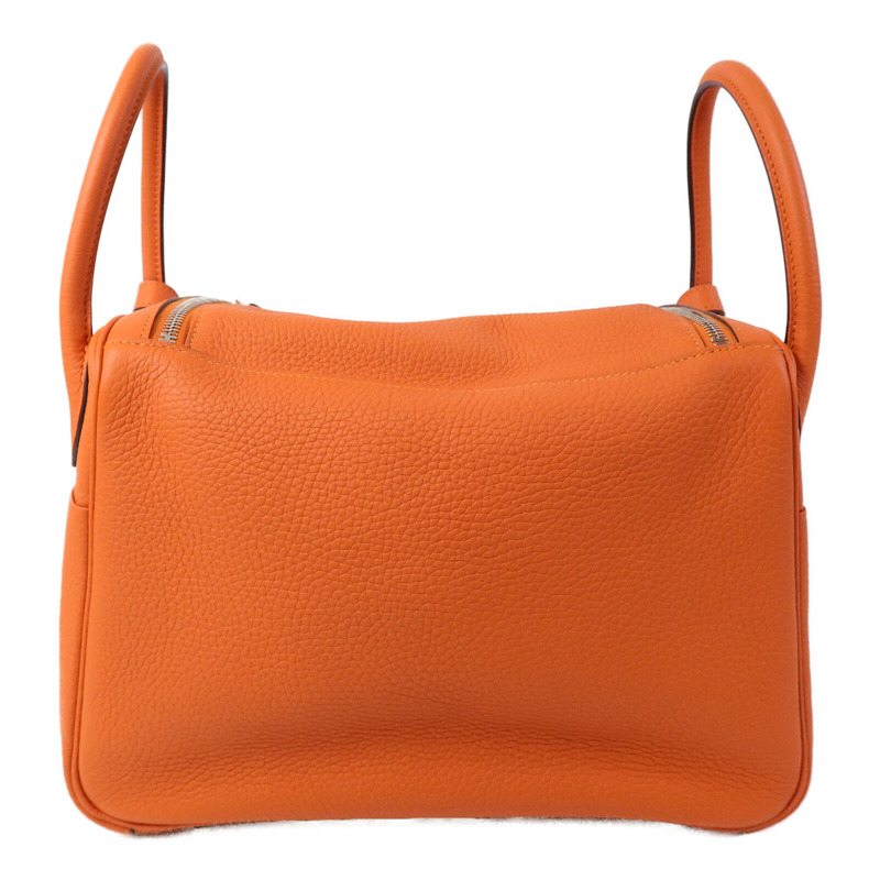 HERMES Clemence皮革Lindy 30手挽肩背兩用袋Orange Poppy-1