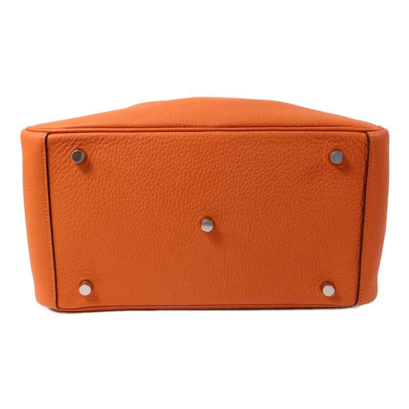 HERMES Clemence皮革Lindy 30手挽肩背兩用袋Orange Poppy-3