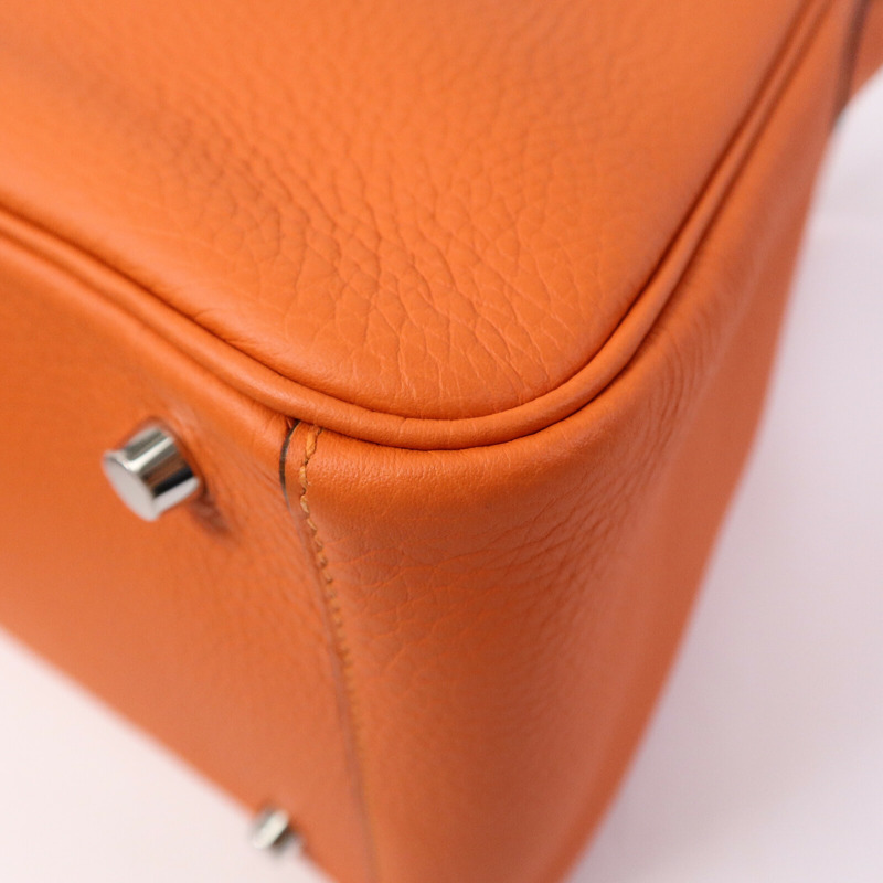 HERMES Clemence皮革Lindy 30手挽肩背兩用袋Orange Poppy-12
