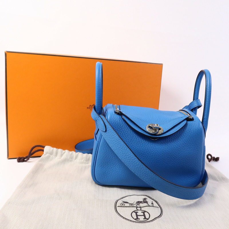 HERMES Clemence皮革Mini Lindy金扣手挽肩背兩用袋-8