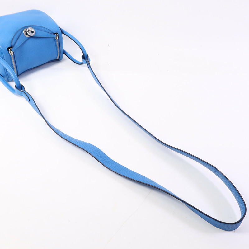 HERMES Clemence皮革Mini Lindy金扣手挽肩背兩用袋-9