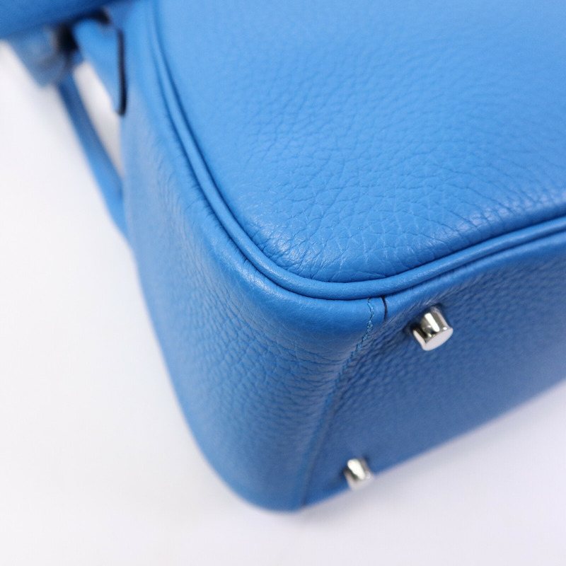 HERMES Clemence皮革Mini Lindy金扣手挽肩背兩用袋-11