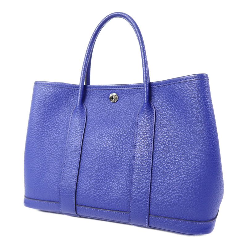 HERMES Clemence皮革Garden Party TPM手挽袋Bleu Electrique-2