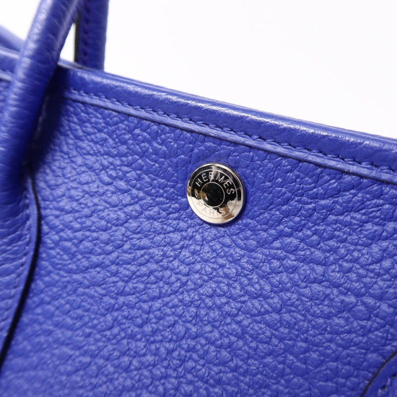 HERMES Clemence皮革Garden Party TPM手挽袋Bleu Electrique-6