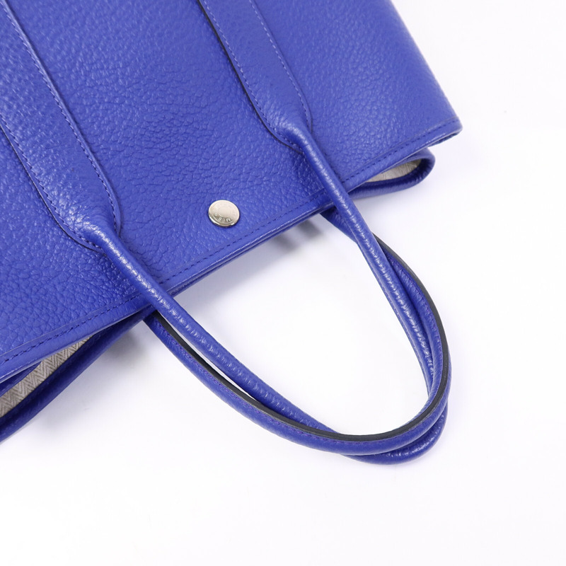 HERMES Clemence皮革Garden Party TPM手挽袋Bleu Electrique-8