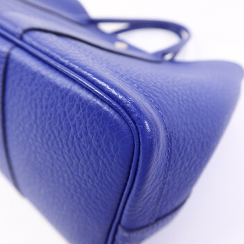 HERMES Clemence皮革Garden Party TPM手挽袋Bleu Electrique-10
