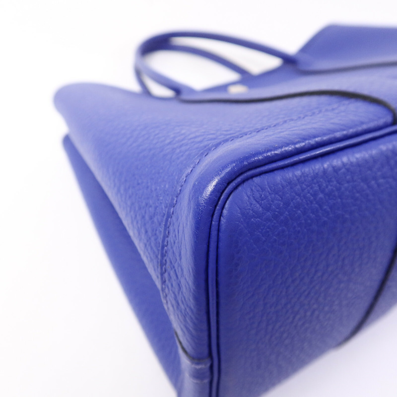 HERMES Clemence皮革Garden Party TPM手挽袋Bleu Electrique-11
