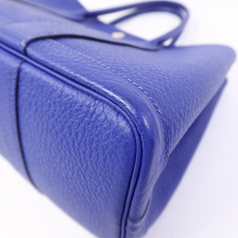 HERMES Clemence皮革Garden Party TPM手挽袋Bleu Electrique-12