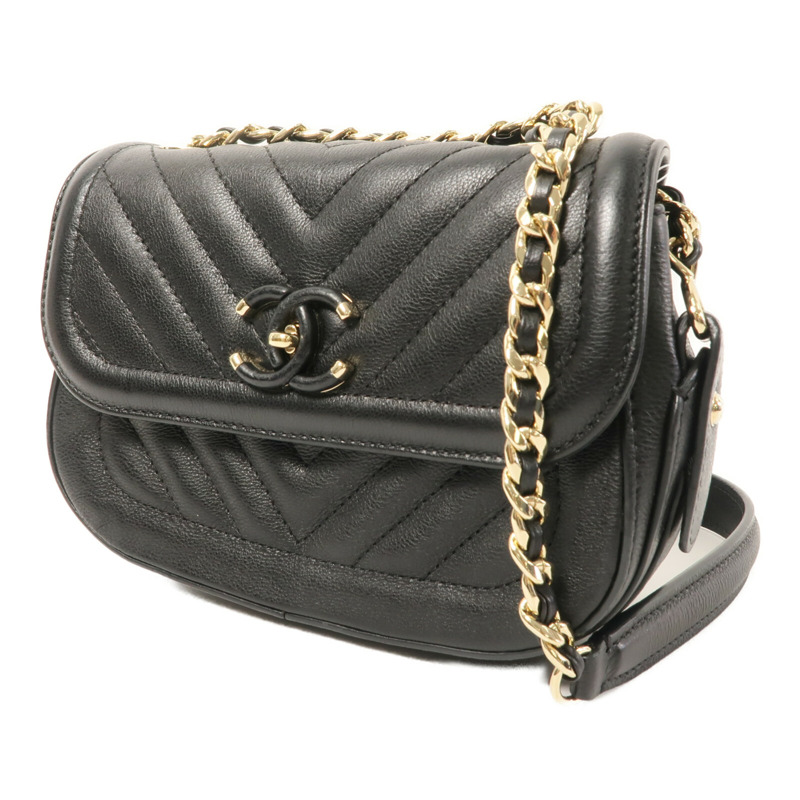 CHANEL 牛皮皮革Chain Shoulder鏈帶肩背袋-2