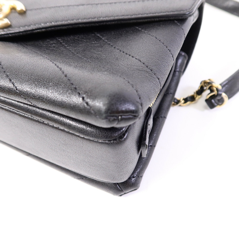 CHANEL 牛皮皮革Envelope Flap Bag鏈帶肩背袋-10