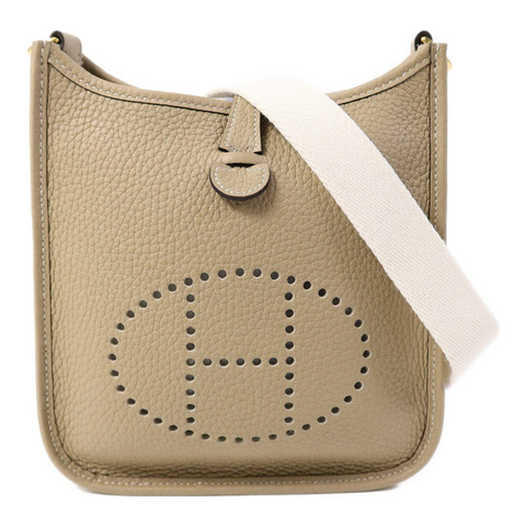 HERMES Clemence皮革Evelyne TPM肩背袋Trench/Blanc
