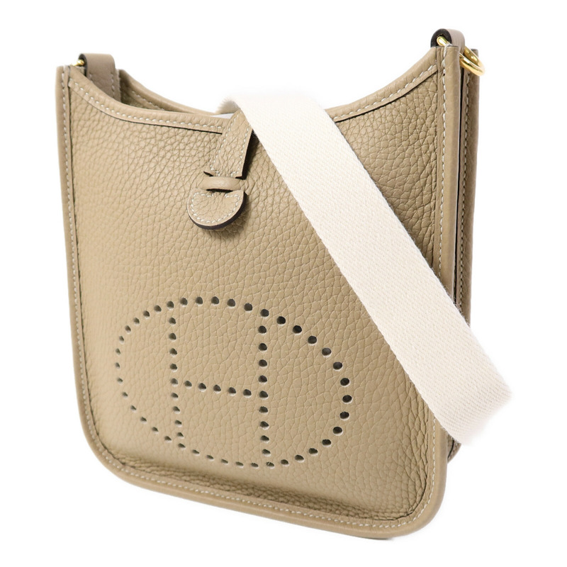 HERMES Clemence皮革Evelyne TPM肩背袋Trench/Blanc-2