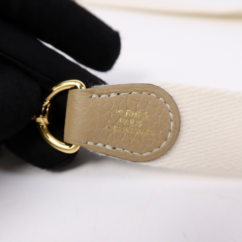 HERMES Clemence皮革Evelyne TPM肩背袋Trench/Blanc-5