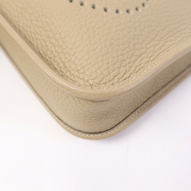 HERMES Clemence皮革Evelyne TPM肩背袋Trench/Blanc-9