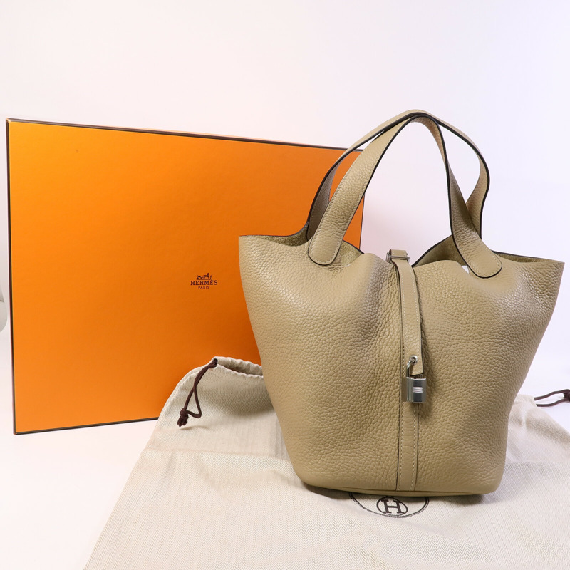 HERMES Clemence皮革Picotin MM扣手挽袋Trench-9