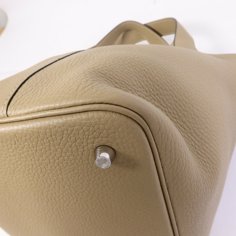 HERMES Clemence皮革Picotin MM扣手挽袋Trench-12
