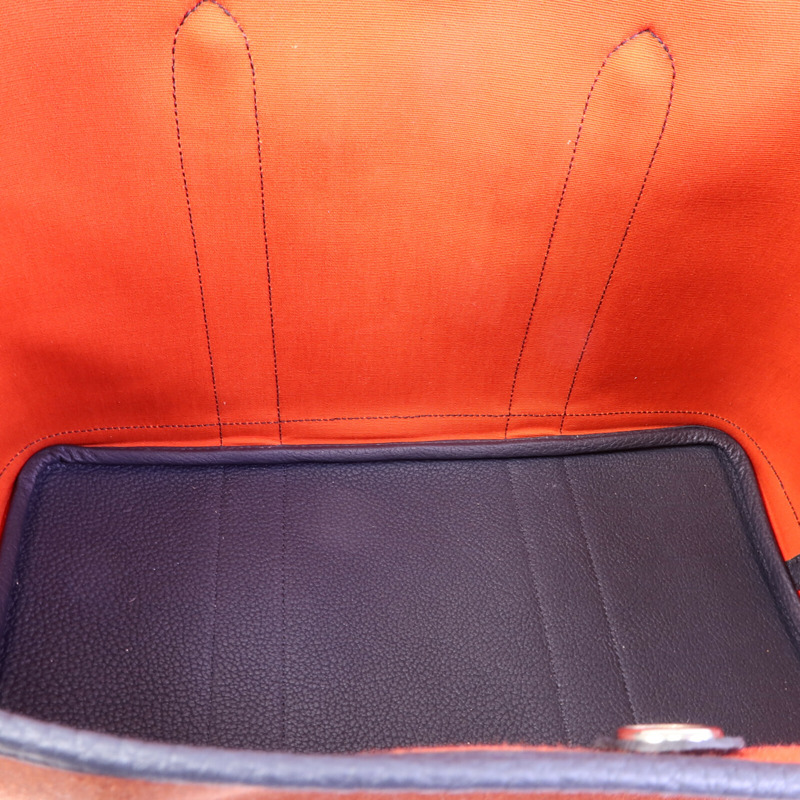 HERMES 帆布/Negonda皮革Garden Party PM手挽袋Cuivre/Bleu Indigo-4