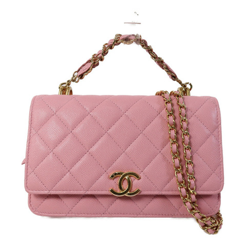 CHANEL 牛皮皮革WOC Wallet On Chain鏈帶手挽肩背兩用袋