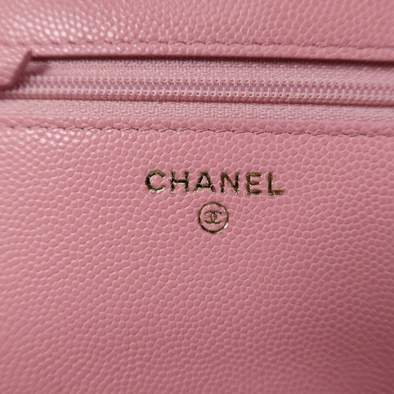 CHANEL 牛皮皮革WOC Wallet On Chain鏈帶手挽肩背兩用袋-5