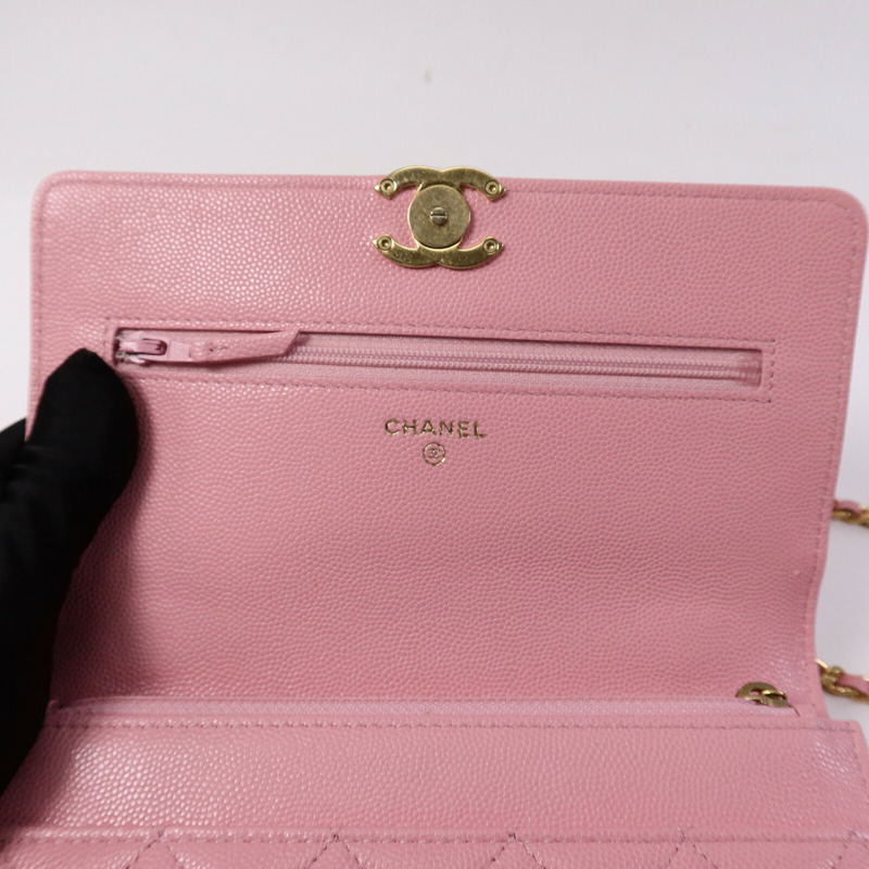 CHANEL 牛皮皮革WOC Wallet On Chain鏈帶手挽肩背兩用袋-15