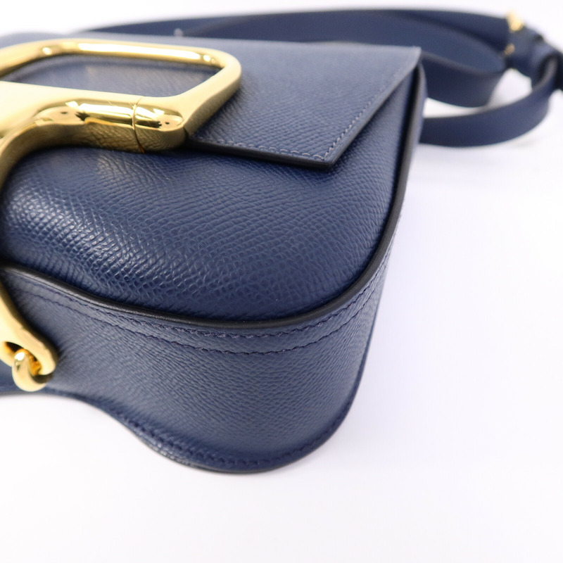 HERMES Epsom皮革Della Cavalleria Mini肩背袋Bleu Indigo-10