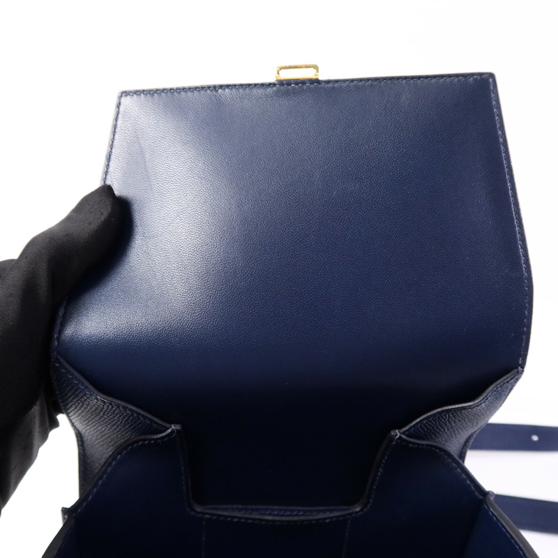 HERMES Epsom皮革Della Cavalleria Mini肩背袋Bleu Indigo-14