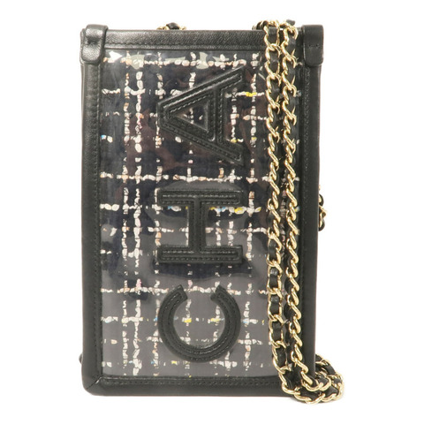 CHANEL Tweed/PVC Clutch with Chain鏈帶肩背袋