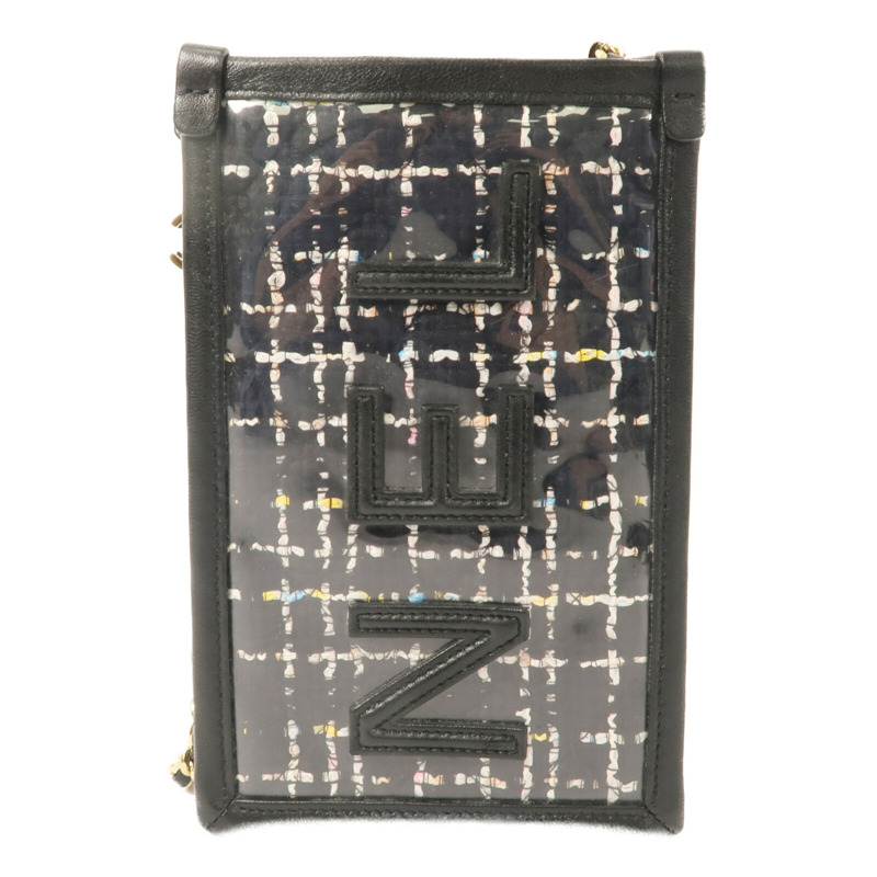 CHANEL Tweed/PVC Clutch with Chain鏈帶肩背袋-1