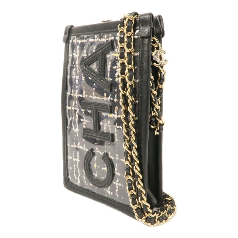 CHANEL Tweed/PVC Clutch with Chain鏈帶肩背袋-2