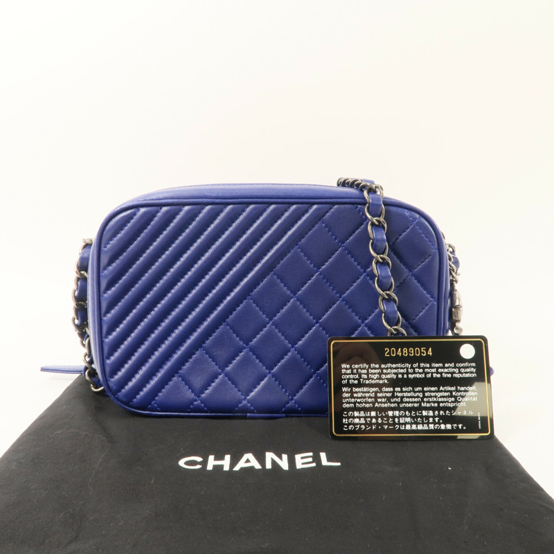 CHANEL 羊皮皮革Carmera Bag鏈帶肩背袋-10