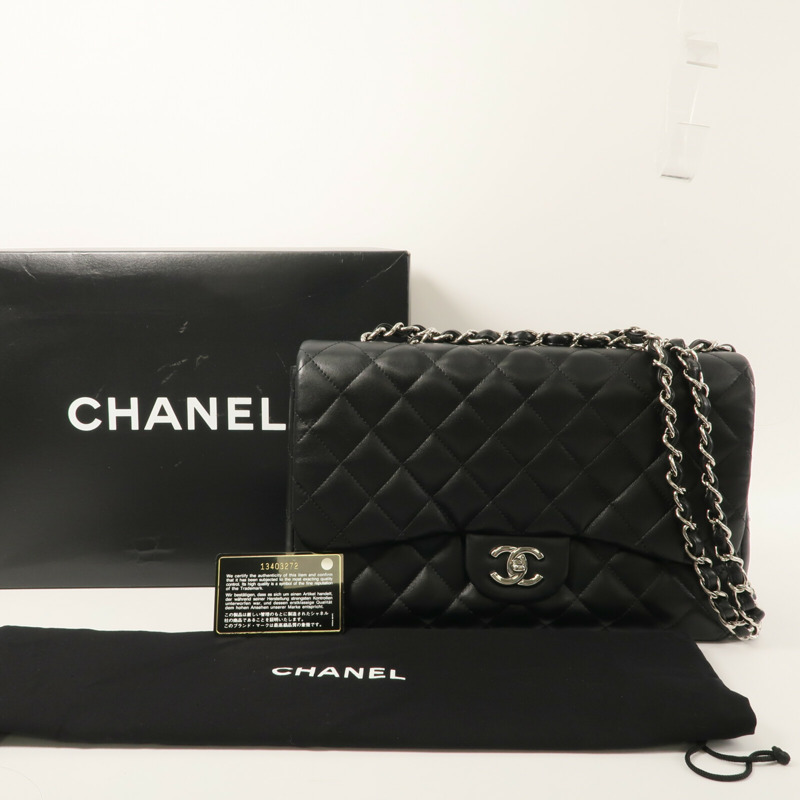 CHANEL 羊皮皮革Large Classic鏈帶肩背袋-11