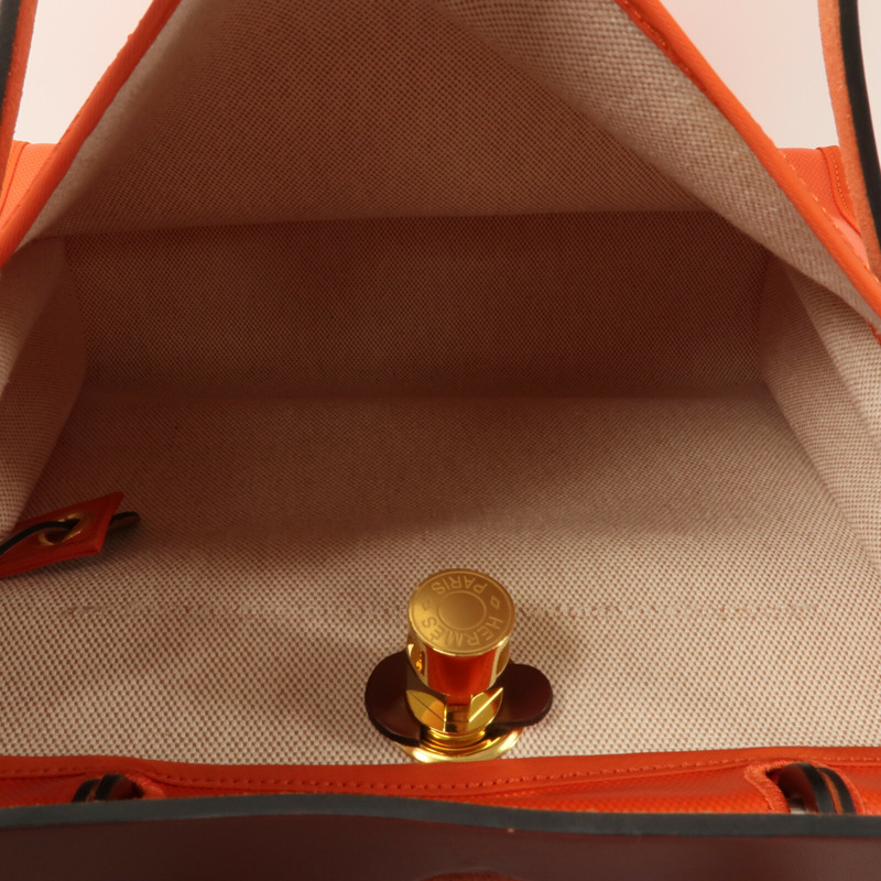 HERMES 帆布Herbag PM手挽肩背兩用袋Orange Mecano/Rough H-4