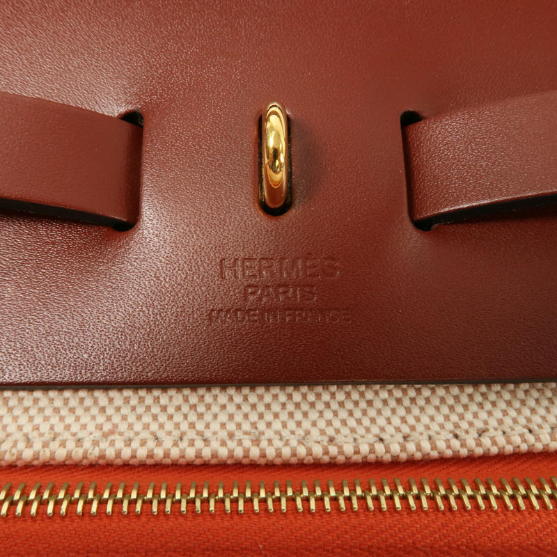 HERMES 帆布Herbag PM手挽肩背兩用袋Orange Mecano/Rough H-5