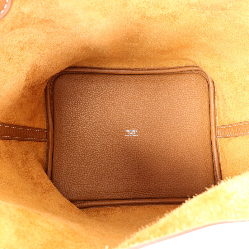 HERMES Clemence皮革Picotin MM扣手挽袋Gold-4