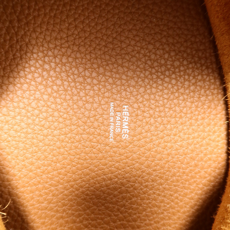 HERMES Clemence皮革Picotin MM扣手挽袋Gold-5
