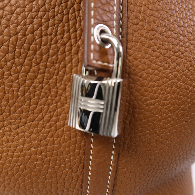 HERMES Clemence皮革Picotin MM扣手挽袋Gold-6