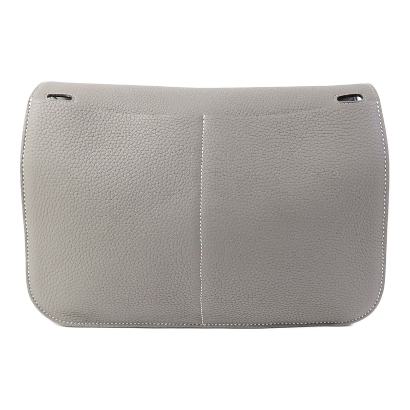 HERMES Clemence皮革Halzan 31手挽肩背兩用袋Gris Meyer-1