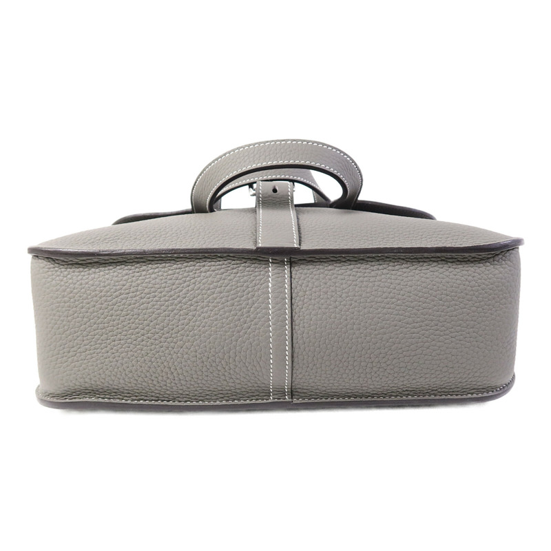 HERMES Clemence皮革Halzan 31手挽肩背兩用袋Gris Meyer-3
